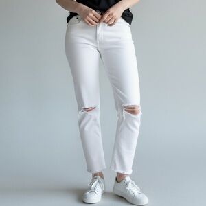 RE/DONE Jeans White Distressed Straight-Leg Jeans - Size 32 NWOT